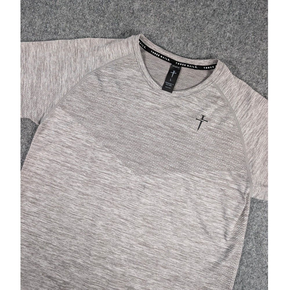Three Nails Training Shirt Mens Large Grey Seamless Mesh Athletic Tee